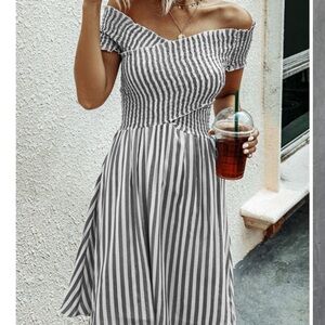 Striped Gray and White Dress